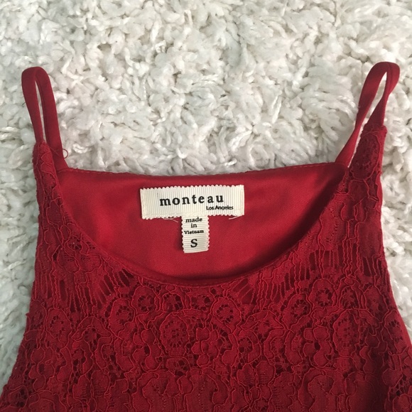 Red lace Monteau tank top - Picture 2 of 2